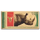 2021 Republic of Cameroon 1/1000 oz Gold Black Rhino Foil Note