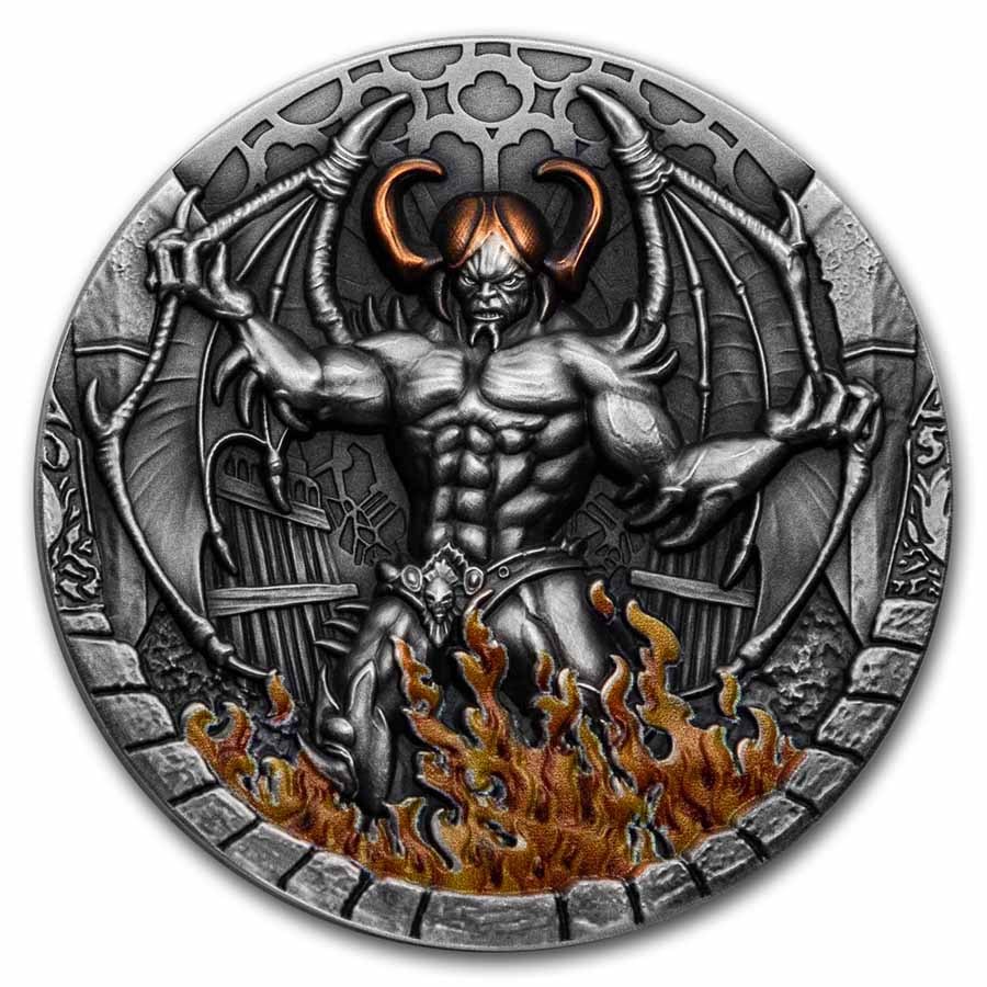 2021 Republic of Cameroon 2 oz Antique Silver Beelzebub
