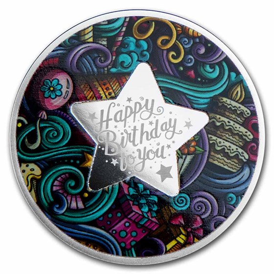 2021 Republic of Cameroon Silver Proof Happy Birthday 2021 Republic of Cameroon Silver Proof Happy Birthday