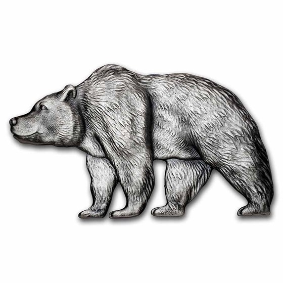 2021 Republic of Chad 1 oz Antique Silver Bear Shaped Coin 2021 Republic of Chad 1 oz Antique Silver Bear Shaped Coin
