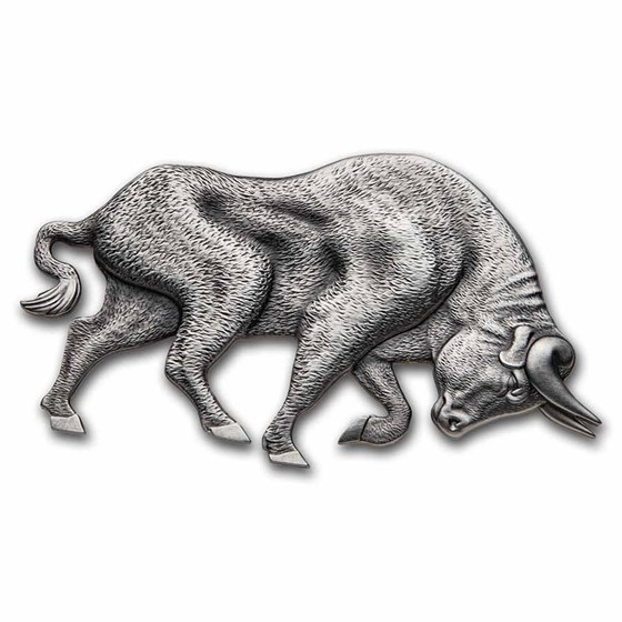 2021 Republic of Chad 1 oz Antique Silver Bull Shaped Coin 2021 Republic of Chad 1 oz Antique Silver Bull Shaped Coin