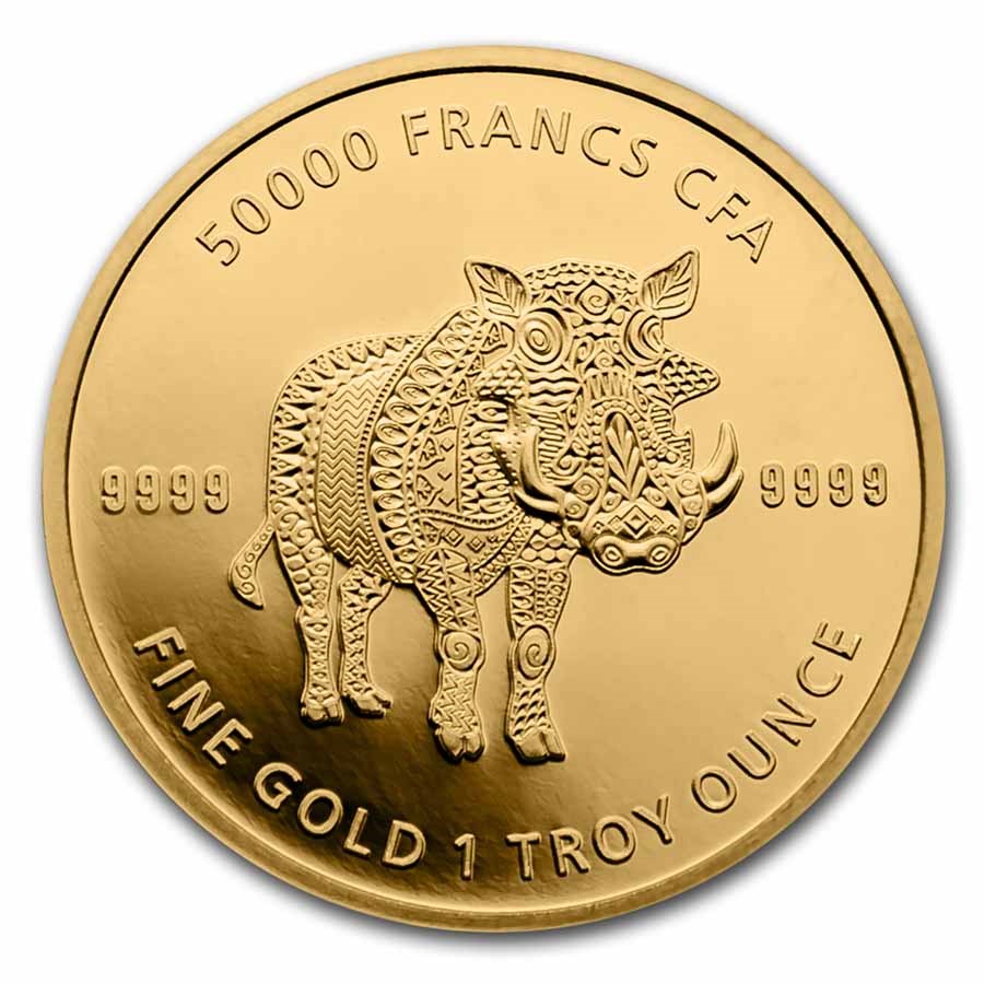 2021 Republic of Chad 1 oz Gold Mandala Warthog BU