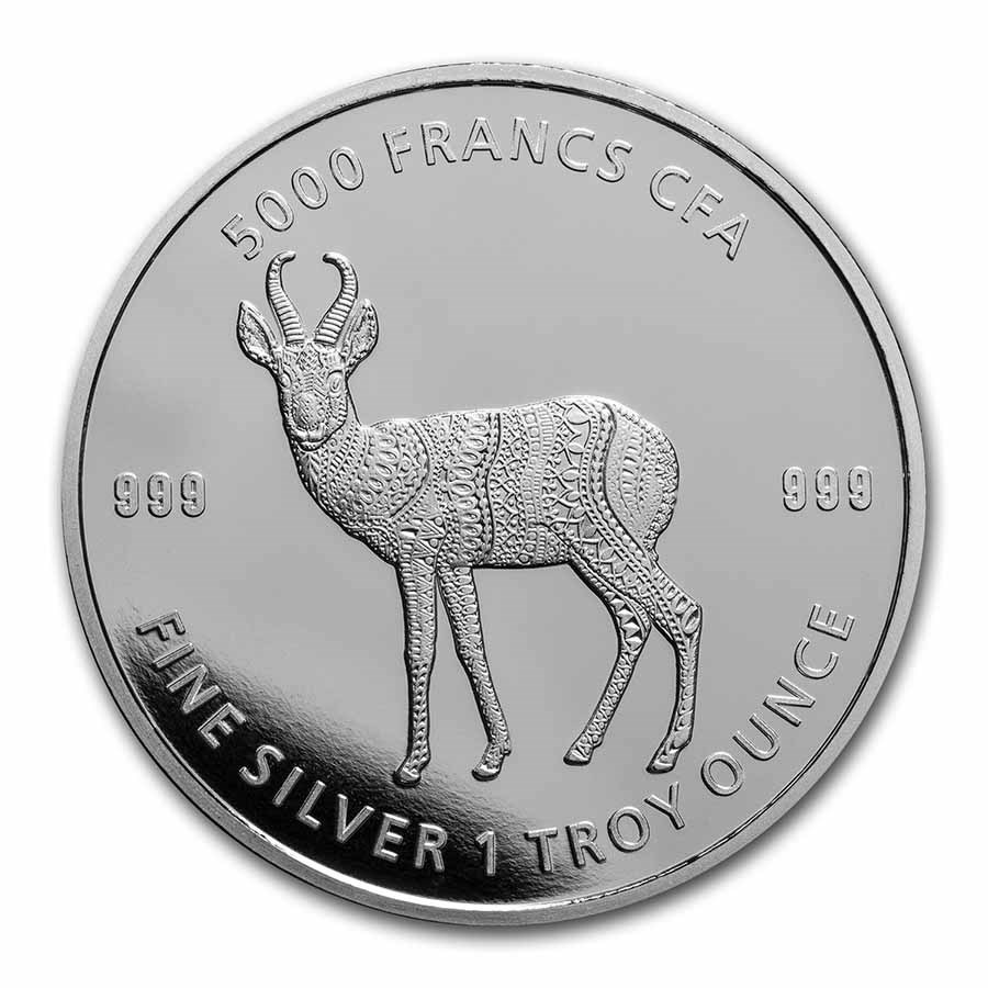 2021 Republic of Chad 1 oz Silver Mandala Antelope BU
