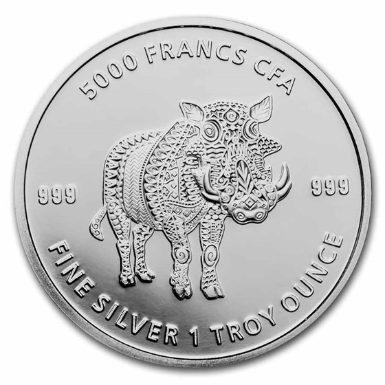 2021 Republic of Chad 1 oz Silver Mandala Warthog BU 2021 Republic of Chad 1 oz Silver Mandala Warthog BU