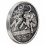 2021 Republic of Chad 2 oz Antique Silver Bull vs Bear Pandemic