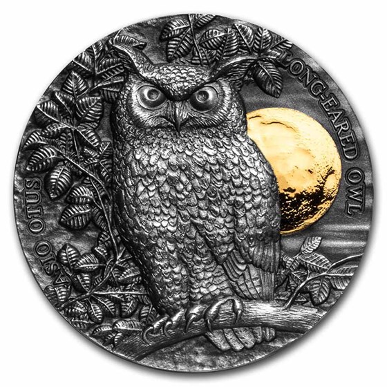 2021 Republic of Ghana 1/2 oz Silver Long-Eared Owl 2021 Republic of Ghana 1/2 oz Silver Long-Eared Owl