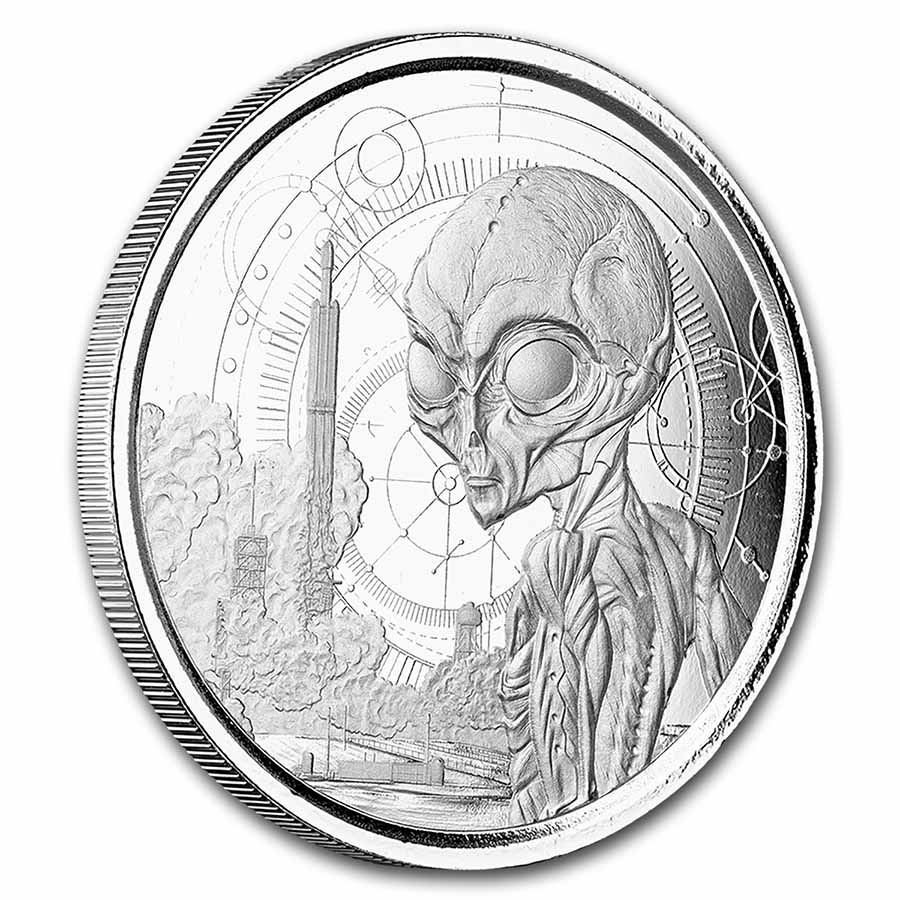 Buy 2021 Ghana 1 oz Silver 5 Dollar Space Alien BU | APMEX