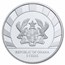 2021 Republic of Ghana 1 oz Silver Woolly Rhinoceros BU