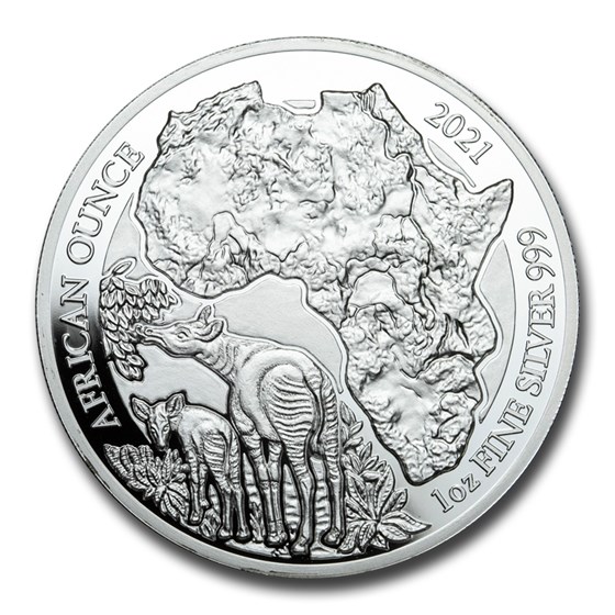 2021 Rwanda 1 oz Silver African Okapi Proof 2021 Rwanda 1 oz Silver African Okapi Proof