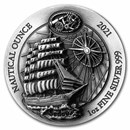 2021 Rwanda 1 oz Silver Nautical Ounce Sedov (HR, Antiqued)