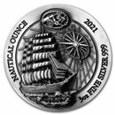 2021 Rwanda 3 oz Silver Nautical Ounce Sedov (HR, Antiqued)