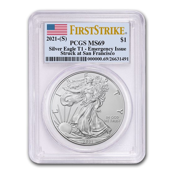 2021 (S) American Silver Eagle MS-69 PCGS (FirstStrike®) 2021 (S) American Silver Eagle MS-69 PCGS (FirstStrike®)