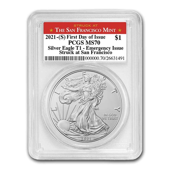 2021 (S) American Silver Eagle MS-70 PCGS (FDI, San Francisco) 2021 (S) American Silver Eagle MS-70 PCGS (FDI, San Francisco)