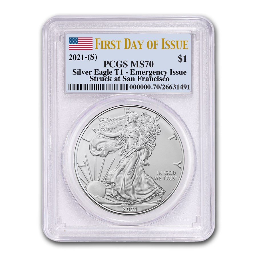 2021 (S) American Silver Eagle MS-70 PCGS (First Day of Issue)