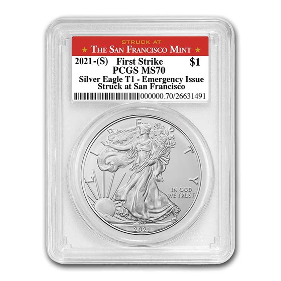 2021 (S) American Silver Eagle MS-70 PCGS (FS, San Francisco) 2021 (S) American Silver Eagle MS-70 PCGS (FS, San Francisco)