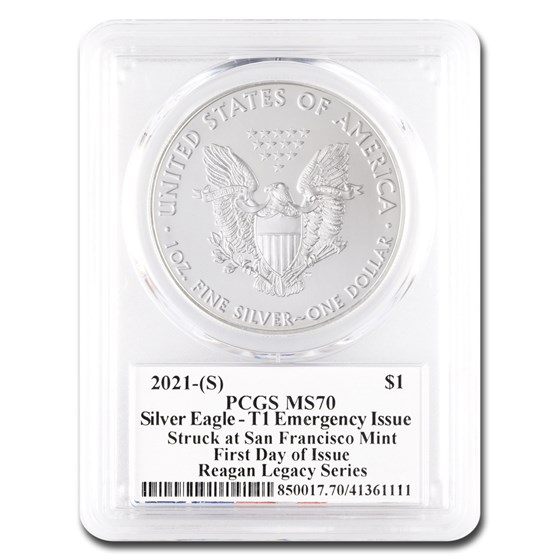 2021 (S) American Silver Eagle MS-70 PCGS (Type 1, FDI, Reagan)