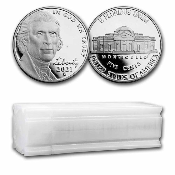 2021-S Jefferson Nickel 40-Coin Roll Proof 2021-S Jefferson Nickel 40-Coin Roll Proof