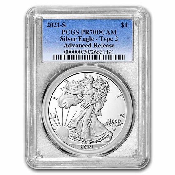 2021-S Silver Eagle PR-70 PCGS (Type 2) (Advanced Release)