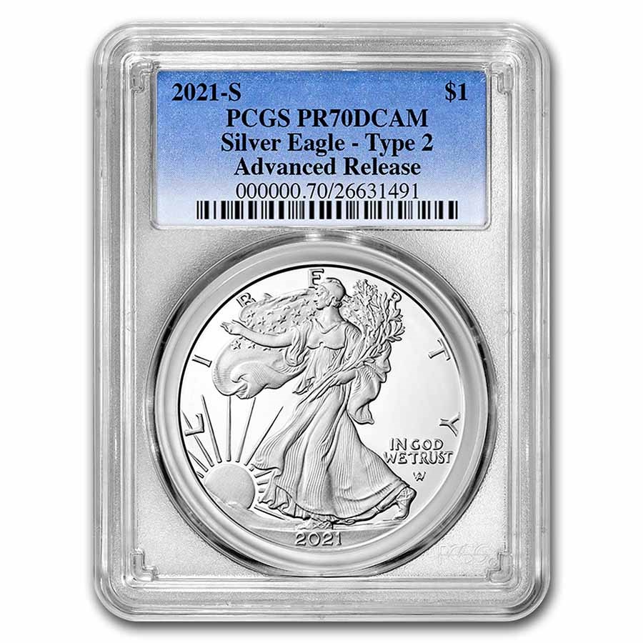 2021-S Silver Eagle PR-70 PCGS (Type 2) (Advanced Release)