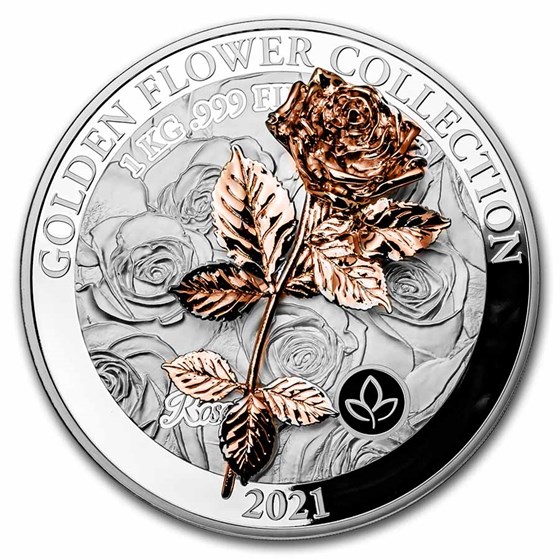 2021 Samoa 1 kilo Silver Golden Flower Collection: Rose 2021 Samoa 1 kilo Silver Golden Flower Collection: Rose