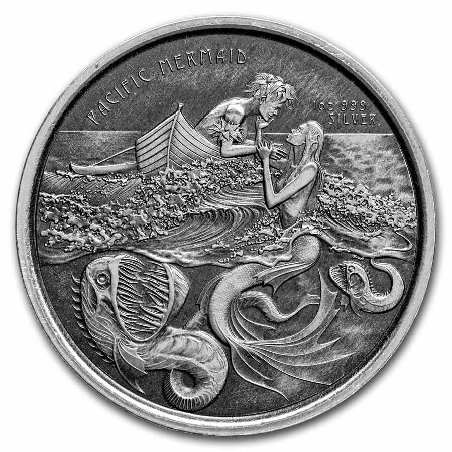 2021 Samoa 1 oz Silver 2 Tala Pacific Mermaid (Antique Finish)