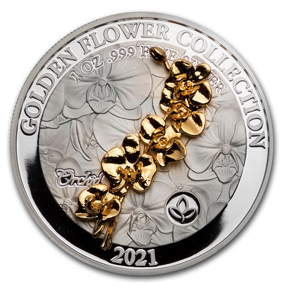 2021 Samoa 1 oz Silver Golden Flower Collection: Orchid 2021 Samoa 1 oz Silver Golden Flower Collection: Orchid
