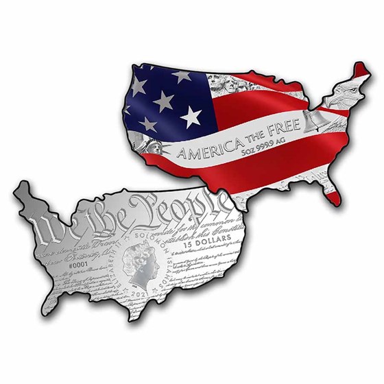 2021 SI 5 oz Silver $15 America the Free: Stars & Stripes 2021 SI 5 oz Silver $15 America the Free: Stars & Stripes