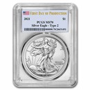 2021 Silver Eagle (Type 2) MS-70 PCGS (First Day of Production)