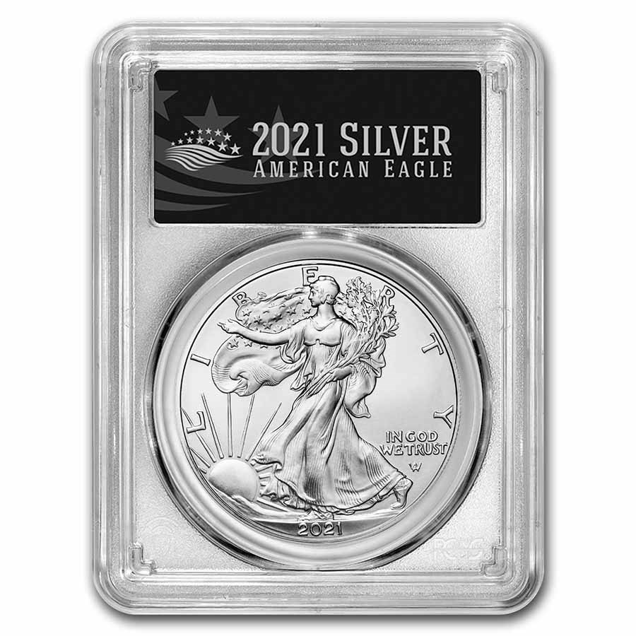 2021 Silver Eagle (Type 2) MS-70 PCGS (First Production, Black)