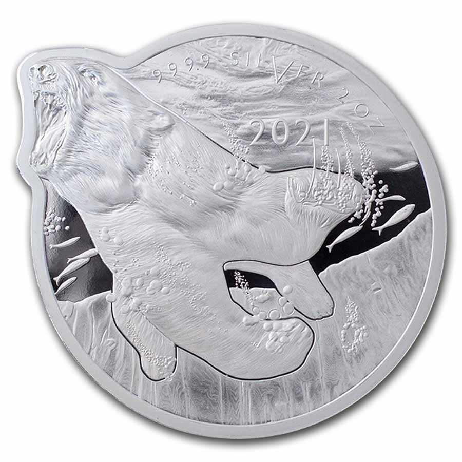 2021 Solomon Is 2 oz Silver $5 Ocean Predators: Polar Bear