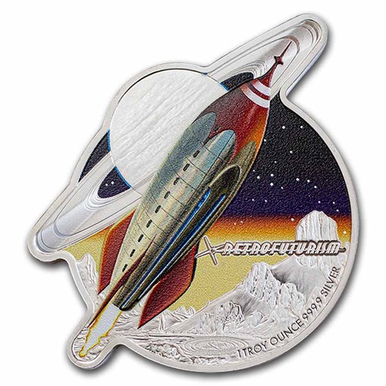 2021 Solomon Islands 1 oz Silver Retrofuturism Rocket 2021 Solomon Islands 1 oz Silver Retrofuturism Rocket