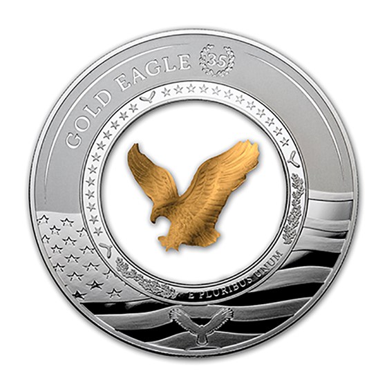 2021 Solomon Islands 2 oz Silver Embracing Gold: Gold Eagle 2021 Solomon Islands 2 oz Silver Embracing Gold: Gold Eagle