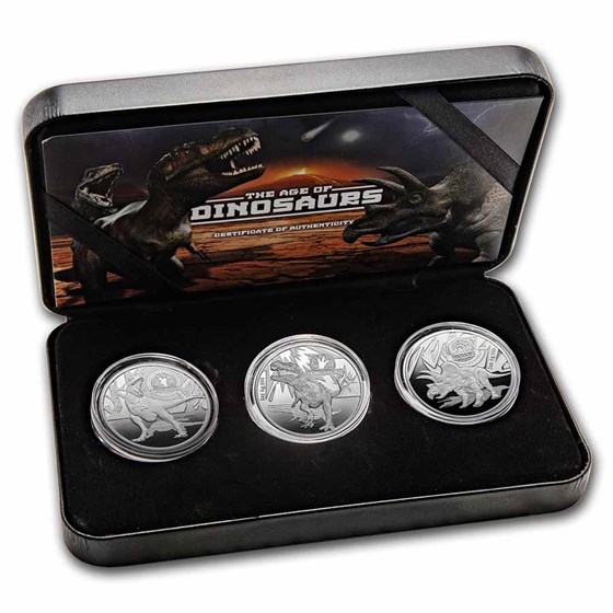 2021 Solomon Islands 3-Coin Silver Dinosaurs Proof Set 2021 Solomon Islands 3-Coin Silver Dinosaurs Proof Set