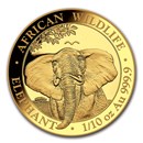 2021 Somalia 1/10 oz Gold African Elephant BU