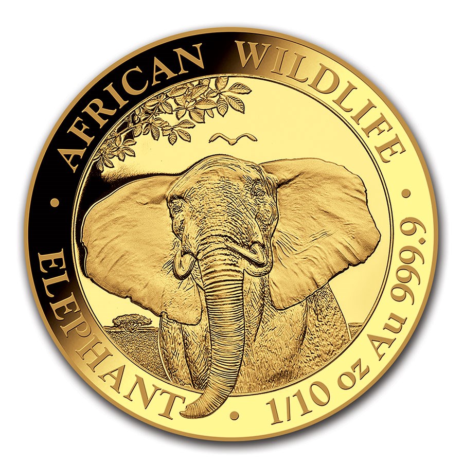2021 Somalia 1/10 oz Gold African Elephant BU