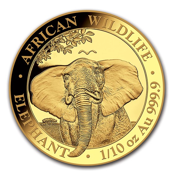 2021 Somalia 1/10 oz Gold African Elephant BU 2021 Somalia 1/10 oz Gold African Elephant BU