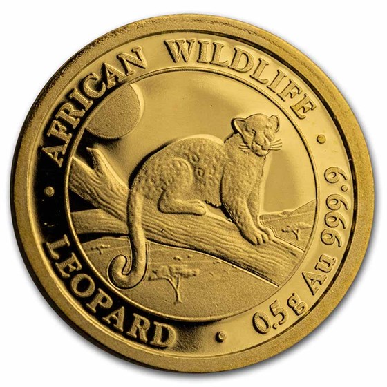 2021 Somalia 1/2 gram Gold African Wildlife Leopard BU 2021 Somalia 1/2 gram Gold African Wildlife Leopard BU