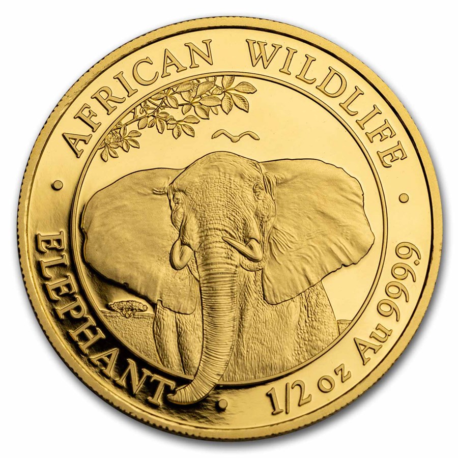2021 Somalia 1/2 oz Gold African Elephant BU