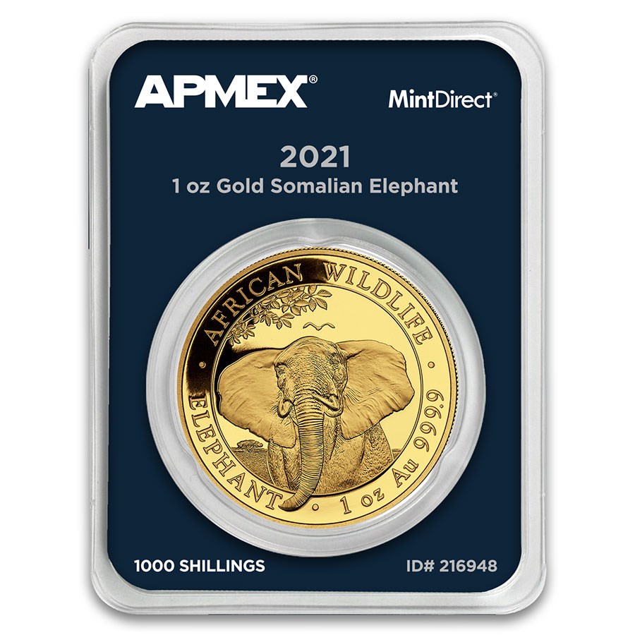 2021 Somalia 1 oz Gold African Elephant (MintDirect® Single)