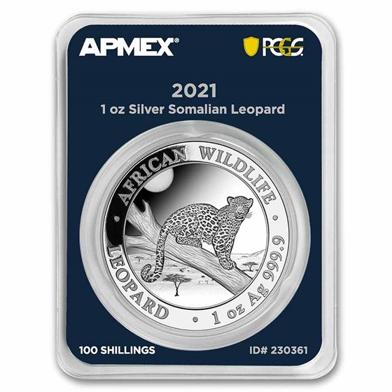 2021 Somalia 1 oz Silver Leopard (MD® Premier + PCGS FS)