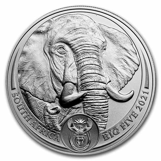 2021 South Africa 1 oz Silver Big Five Elephant BU 2021 South Africa 1 oz Silver Big Five Elephant BU