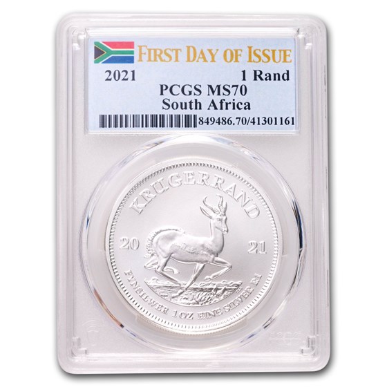 2021 South Africa 1 oz Silver Krugerrand MS-70 PCGS (FDI) 2021 South Africa 1 oz Silver Krugerrand MS-70 PCGS (FDI)