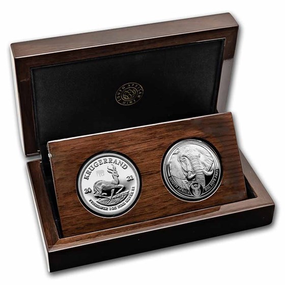 2021 South Africa 2-Coin Silver Krugerrand & Elephant Proof Set 2021 South Africa 2-Coin Silver Krugerrand & Elephant Proof Set