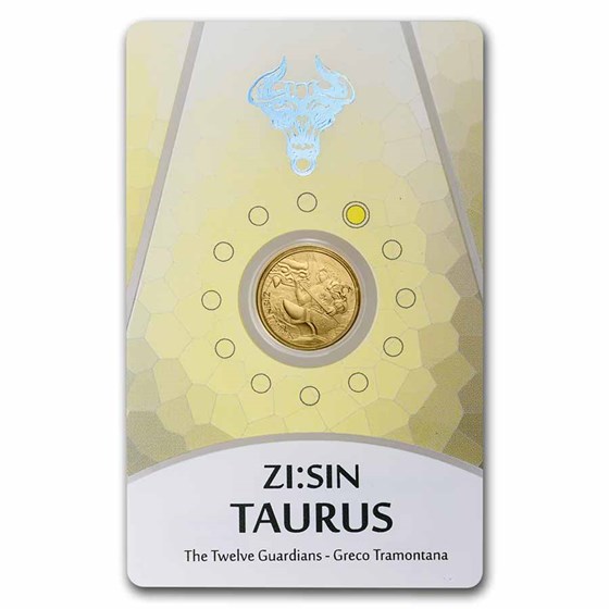 2021 South Korea 1/10 oz Gold ZI:SIN Taurus BU (in Assay Card)
