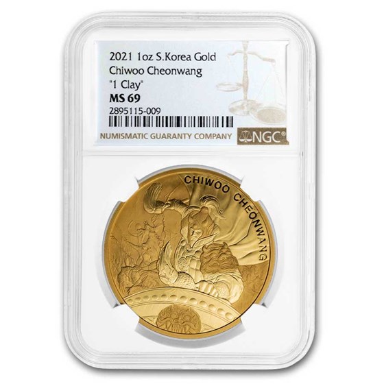 2021 South Korea 1 oz Gold 1 Clay Chiwoo Cheonwang MS-69 NGC 2021 South Korea 1 oz Gold 1 Clay Chiwoo Cheonwang MS-69 NGC