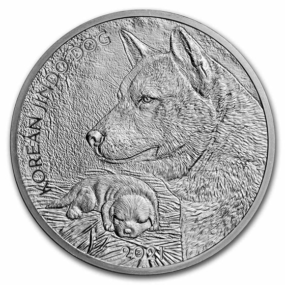 2021 South Korea 1 oz Silver Jindo Dog BU 2021 South Korea 1 oz Silver Jindo Dog BU