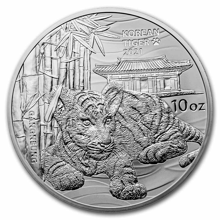 2021 South Korea 10 oz Silver Tiger BU