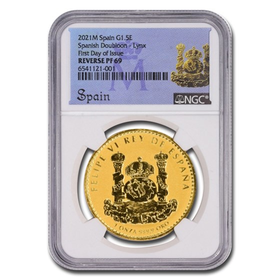 2021 Spain Rev. PF Iberian Lynx Doubloon PF-69 NGC (FDI) 2021 Spain Rev. PF Iberian Lynx Doubloon PF-69 NGC (FDI)