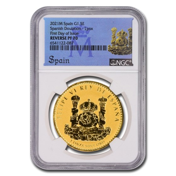 2021 Spain Rev. PF Iberian Lynx Doubloon PF-70 NGC (FDI) 2021 Spain Rev. PF Iberian Lynx Doubloon PF-70 NGC (FDI)