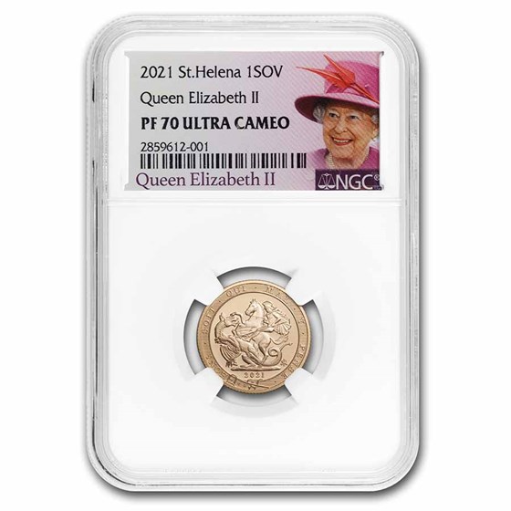 2021 St. Helena Gold Sovereign 200th Anniv of Birth PF 70 NGC 2021 St. Helena Gold Sovereign 200th Anniv of Birth PF 70 NGC